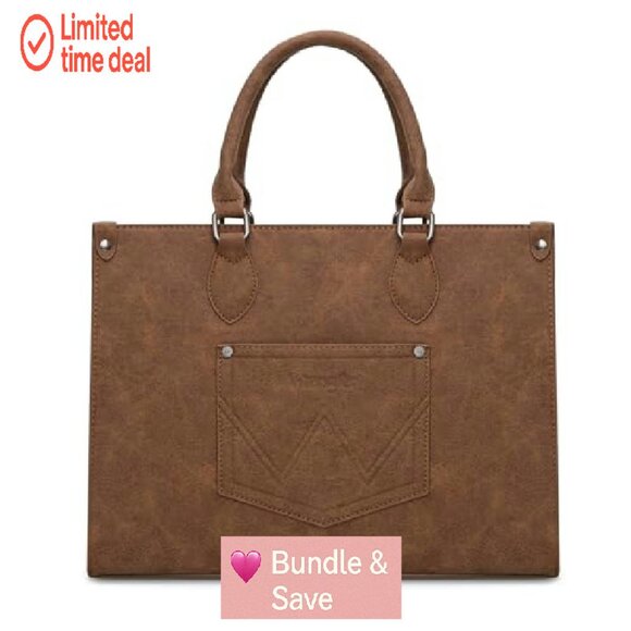 Large Vegan Leather Tote Bag with Detachable Strap for Work & Travel - Picture 6 of 8